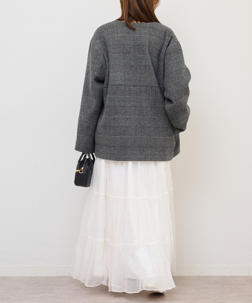 JOURNAL STANDARD relume(ジャーナルスタンダード レリューム)の「シアーチェックティアードイージースカート(スカート・レディース・ブラウン/ホワイト・FREE)」の4枚目の写真