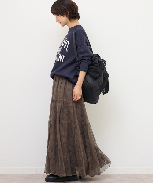 JOURNAL STANDARD relume(ジャーナルスタンダード レリューム)の「シアーチェックティアードイージースカート(スカート・レディース・ブラウン/ホワイト・FREE)」の12枚目の写真