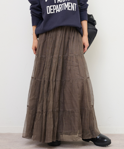 JOURNAL STANDARD relume(ジャーナルスタンダード レリューム)の「シアーチェックティアードイージースカート(スカート・レディース・ブラウン/ホワイト・FREE)」の14枚目の写真