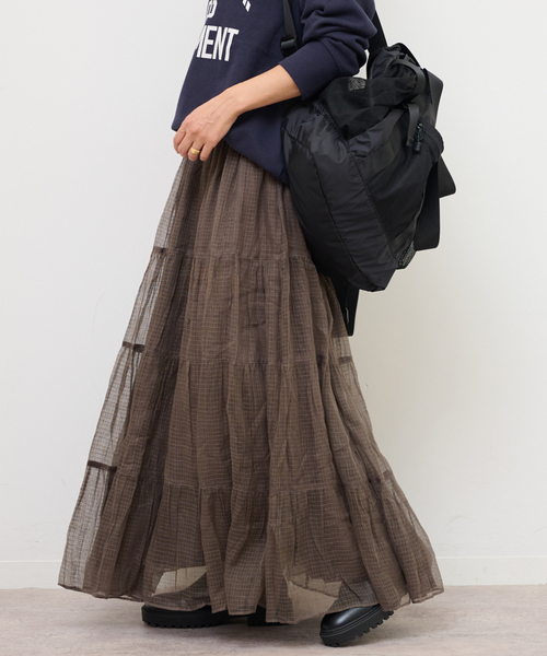 JOURNAL STANDARD relume(ジャーナルスタンダード レリューム)の「シアーチェックティアードイージースカート(スカート・レディース・ブラウン/ホワイト・FREE)」の16枚目の写真