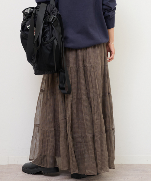 JOURNAL STANDARD relume(ジャーナルスタンダード レリューム)の「シアーチェックティアードイージースカート(スカート・レディース・ブラウン/ホワイト・FREE)」の18枚目の写真