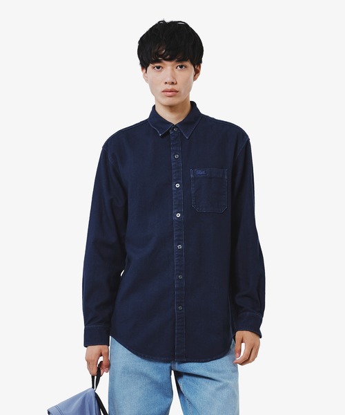 LACOSTE（ラコステ）の「ウォッシュドヘリンボーンネルシャツ（シャツ/ブラウス・メンズ・カーキ/ダークネイビー/キャメル・41/38/39/40）」の2枚目の写真