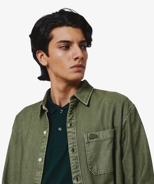 LACOSTE（ラコステ）の「ウォッシュドヘリンボーンネルシャツ（シャツ/ブラウス・メンズ・カーキ/ダークネイビー/キャメル・41/38/39/40）」の6枚目の写真