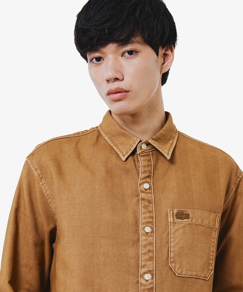 LACOSTE（ラコステ）の「ウォッシュドヘリンボーンネルシャツ（シャツ/ブラウス・メンズ・カーキ/ダークネイビー/キャメル・41/38/39/40）」の14枚目の写真