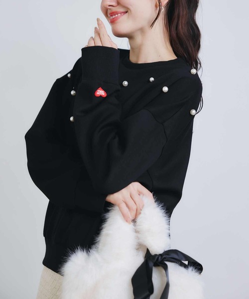 PICCIN PERLA（ピッチンペルラ）の「パールプルオーバー（Tシャツ/カットソー・レディース・ブラック/オフホワイト・M）」の5枚目の写真