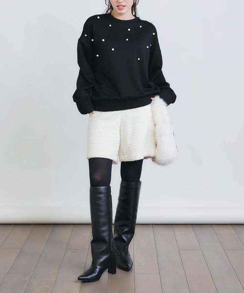 PICCIN PERLA（ピッチンペルラ）の「パールプルオーバー（Tシャツ/カットソー・レディース・ブラック/オフホワイト・M）」の7枚目の写真