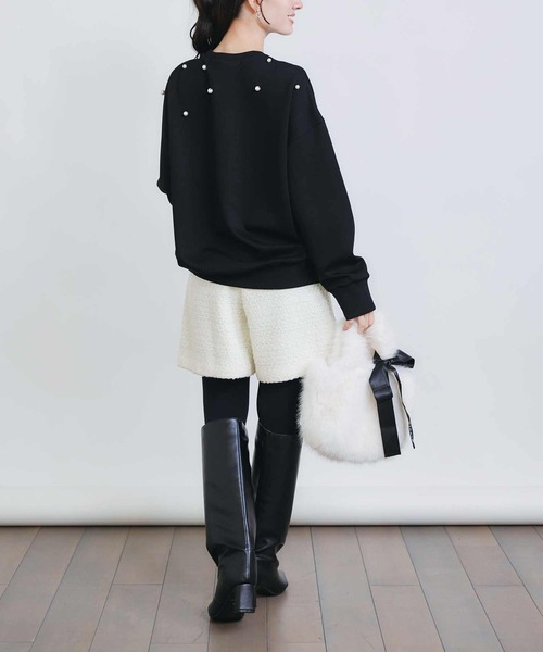 PICCIN PERLA（ピッチンペルラ）の「パールプルオーバー（Tシャツ/カットソー・レディース・ブラック/オフホワイト・M）」の9枚目の写真