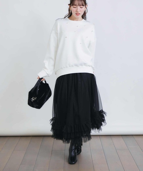 PICCIN PERLA（ピッチンペルラ）の「パールプルオーバー（Tシャツ/カットソー・レディース・ブラック/オフホワイト・M）」の14枚目の写真