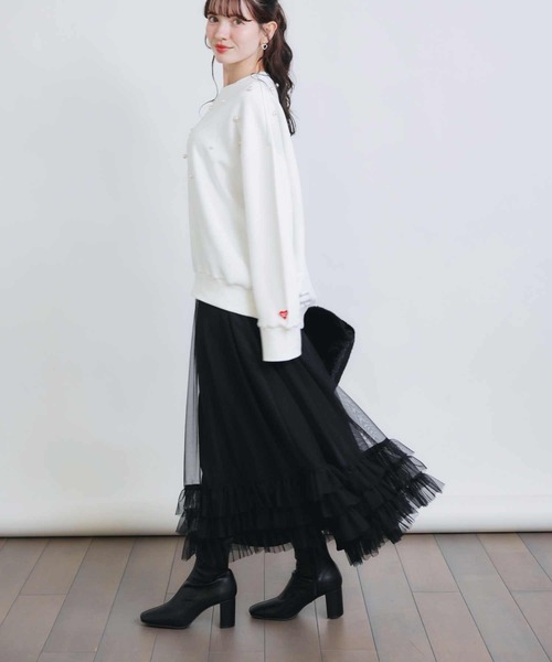 PICCIN PERLA（ピッチンペルラ）の「パールプルオーバー（Tシャツ/カットソー・レディース・ブラック/オフホワイト・M）」の15枚目の写真