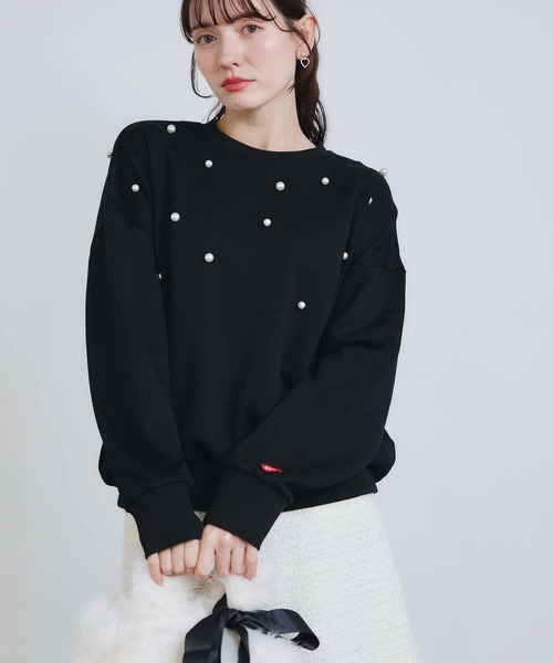 PICCIN PERLA（ピッチンペルラ）の「パールプルオーバー（Tシャツ/カットソー・レディース・ブラック/オフホワイト・M）」の3枚目の写真