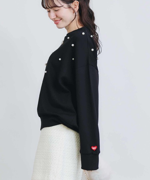 PICCIN PERLA（ピッチンペルラ）の「パールプルオーバー（Tシャツ/カットソー・レディース・ブラック/オフホワイト・M）」の4枚目の写真