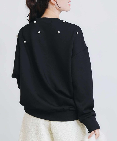 PICCIN PERLA（ピッチンペルラ）の「パールプルオーバー（Tシャツ/カットソー・レディース・ブラック/オフホワイト・M）」の6枚目の写真