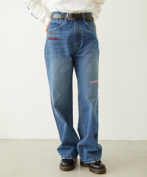 MILKFED.（ミルクフェド）の「DOODLE EMBROIDERED DENIM PANTS（デニムパンツ・レディース・ライトブルー/ライトインディゴブルー・S/M）」の20枚目の写真