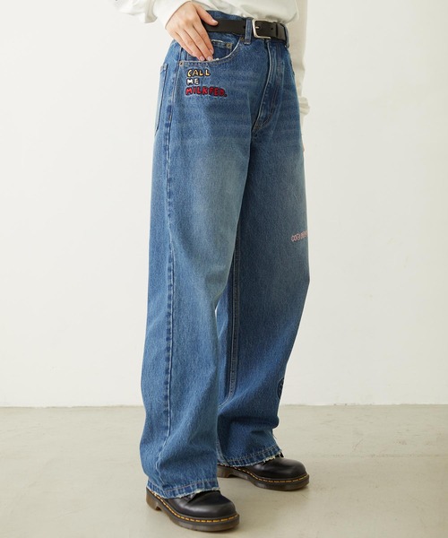 MILKFED.（ミルクフェド）の「DOODLE EMBROIDERED DENIM PANTS（デニムパンツ・レディース・ライトブルー/ライトインディゴブルー・S/M）」の22枚目の写真