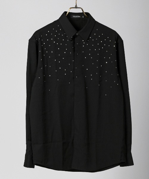 LUXSTYLE（ラグスタイル）の「メタルパールストーン長袖シャツ（シャツ/ブラウス・メンズ・ホワイト/ブラック・L/M）」の2枚目の写真
