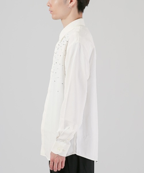 LUXSTYLE（ラグスタイル）の「メタルパールストーン長袖シャツ（シャツ/ブラウス・メンズ・ホワイト/ブラック・L/M）」の11枚目の写真