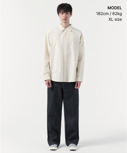 MUSINSA STANDARD（ムシンサスタンダード）の「リラックスフィットオックスフォードシャツ[クリーム]（シャツ/ブラウス・メンズ・その他・MEDIUM/LARGE/X-LARGE/XX-LARGE/XXX-LARGE）」の2枚目の写真