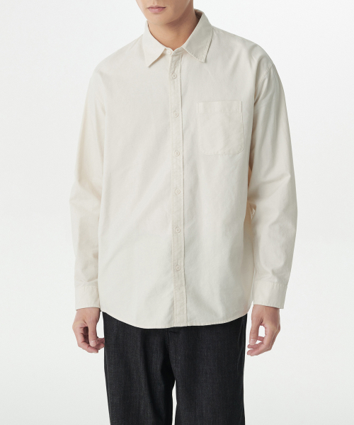 MUSINSA STANDARD（ムシンサスタンダード）の「リラックスフィットオックスフォードシャツ[クリーム]（シャツ/ブラウス・メンズ・その他・MEDIUM/LARGE/X-LARGE/XX-LARGE/XXX-LARGE）」の4枚目の写真