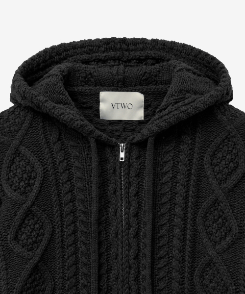 VTWO（ブイツー）の「デイリーケーブルツーウェイフードジップアップニット（ブラック）（パーカー・レディース・その他・MEDIUM/LARGE）」の2枚目の写真