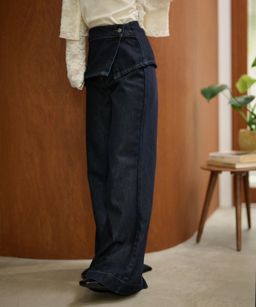 LAULEN（ローレン）の「skirt layered flare denim pants /スカートレイヤードフレアデニムパンツ（デニムパンツ・レディース・ネイビー/ブルー・S/M）」の5枚目の写真