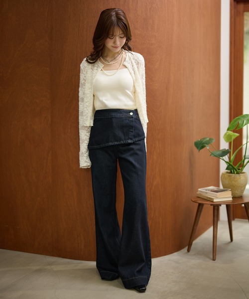 LAULEN（ローレン）の「skirt layered flare denim pants /スカートレイヤードフレアデニムパンツ（デニムパンツ・レディース・ネイビー/ブルー・S/M）」の8枚目の写真