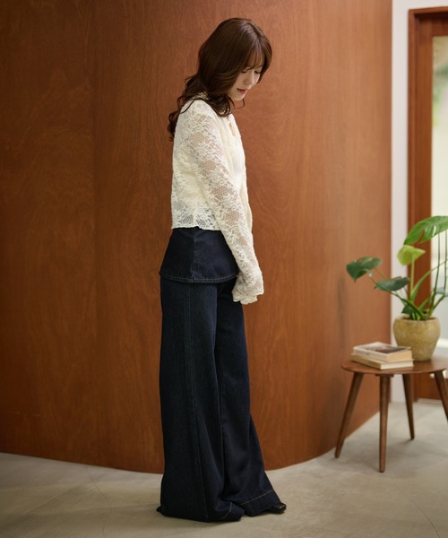 LAULEN（ローレン）の「skirt layered flare denim pants /スカートレイヤードフレアデニムパンツ（デニムパンツ・レディース・ネイビー/ブルー・S/M）」の9枚目の写真