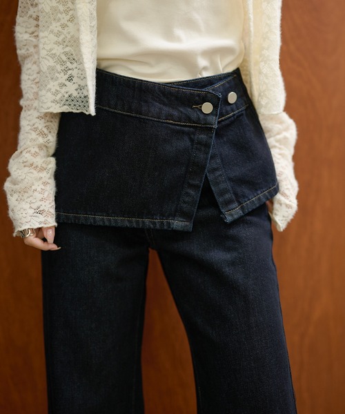 LAULEN（ローレン）の「skirt layered flare denim pants /スカートレイヤードフレアデニムパンツ（デニムパンツ・レディース・ネイビー/ブルー・S/M）」の13枚目の写真