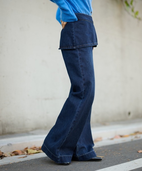LAULEN（ローレン）の「skirt layered flare denim pants /スカートレイヤードフレアデニムパンツ（デニムパンツ・レディース・ネイビー/ブルー・S/M）」の16枚目の写真