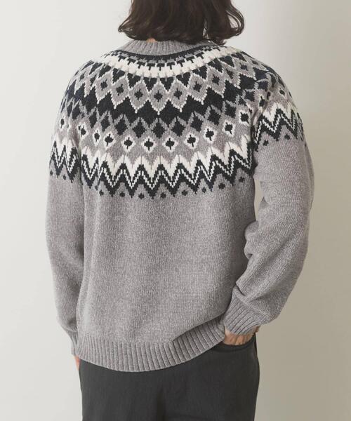 ITEMS URBANRESEARCH（アイテムズ アーバンリサーチ）の「真冬の正解 求心柄 モール ニット（ニット/セーター・メンズ・ホワイト/ネイビー/ブラック/グレー・LARGE/MEDIUM）」の9枚目の写真