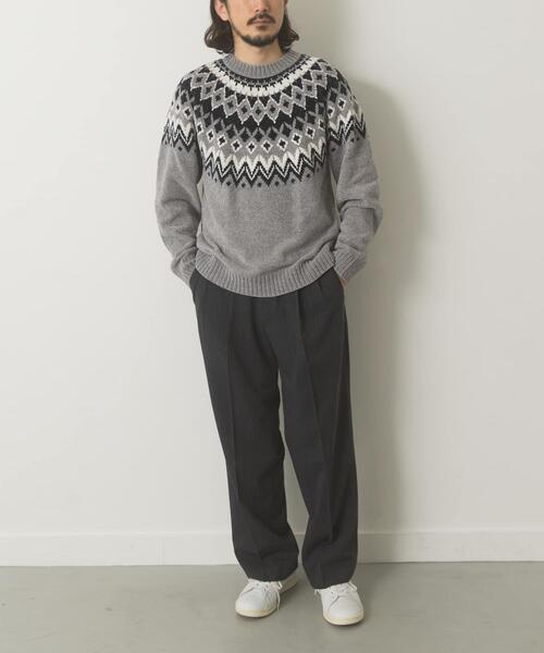 ITEMS URBANRESEARCH（アイテムズ アーバンリサーチ）の「真冬の正解 求心柄 モール ニット（ニット/セーター・メンズ・ホワイト/ネイビー/ブラック/グレー・LARGE/MEDIUM）」の11枚目の写真