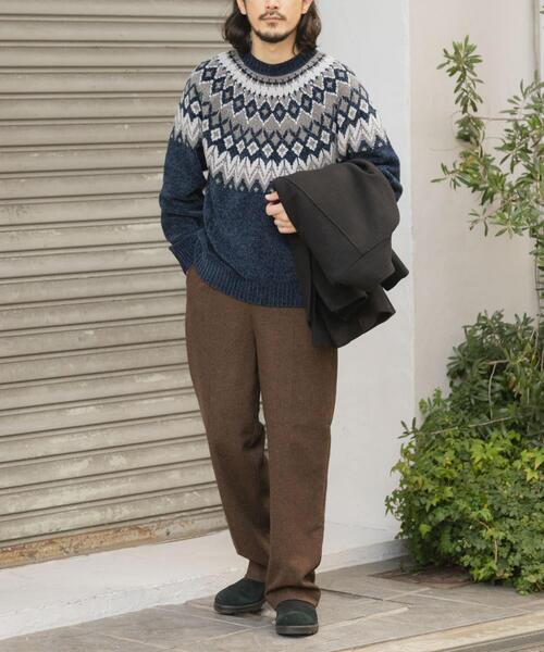 ITEMS URBANRESEARCH（アイテムズ アーバンリサーチ）の「真冬の正解 求心柄 モール ニット（ニット/セーター・メンズ・ホワイト/ネイビー/ブラック/グレー・LARGE/MEDIUM）」の16枚目の写真