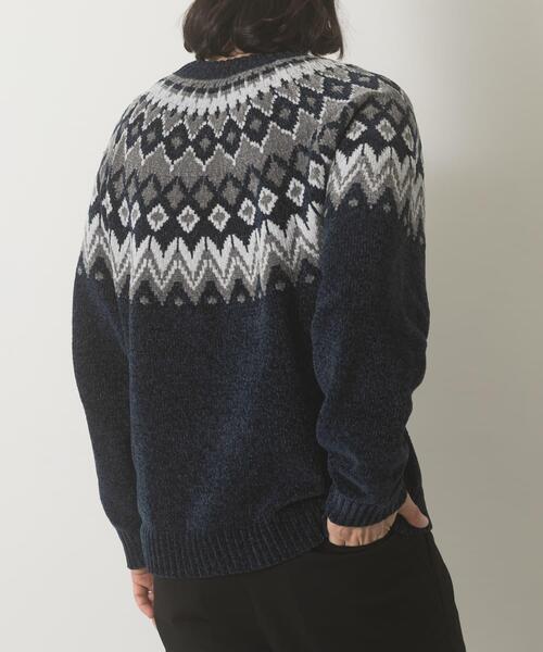 ITEMS URBANRESEARCH（アイテムズ アーバンリサーチ）の「真冬の正解 求心柄 モール ニット（ニット/セーター・メンズ・ホワイト/ネイビー/ブラック/グレー・LARGE/MEDIUM）」の20枚目の写真