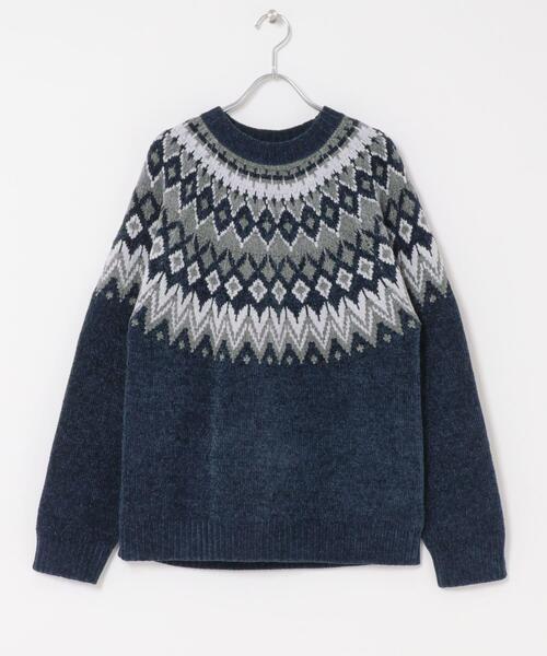 ITEMS URBANRESEARCH(アイテムズ アーバンリサーチ)の「真冬の正解 求心柄 モール ニット(ニット/セーター・メンズ・ホワイト/ネイビー/ブラック/グレー・LARGE/MEDIUM)」の21枚目の写真