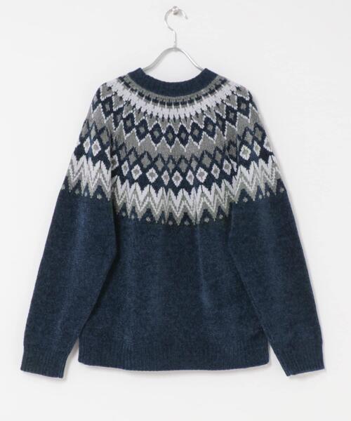 ITEMS URBANRESEARCH（アイテムズ アーバンリサーチ）の「真冬の正解 求心柄 モール ニット（ニット/セーター・メンズ・ホワイト/ネイビー/ブラック/グレー・LARGE/MEDIUM）」の6枚目の写真