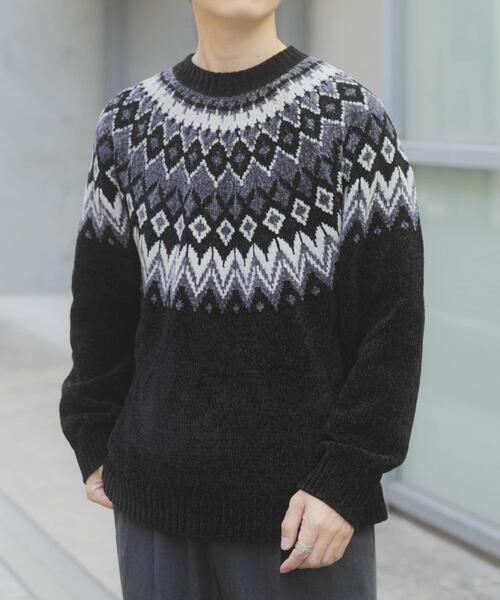 ITEMS URBANRESEARCH（アイテムズ アーバンリサーチ）の「真冬の正解 求心柄 モール ニット（ニット/セーター・メンズ・ホワイト/ネイビー/ブラック/グレー・LARGE/MEDIUM）」の11枚目の写真