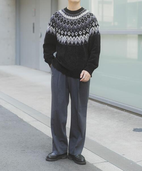 ITEMS URBANRESEARCH（アイテムズ アーバンリサーチ）の「真冬の正解 求心柄 モール ニット（ニット/セーター・メンズ・ホワイト/ネイビー/ブラック/グレー・LARGE/MEDIUM）」の13枚目の写真