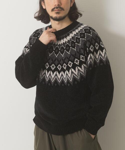 ITEMS URBANRESEARCH（アイテムズ アーバンリサーチ）の「真冬の正解 求心柄 モール ニット（ニット/セーター・メンズ・ホワイト/ネイビー/ブラック/グレー・LARGE/MEDIUM）」の14枚目の写真