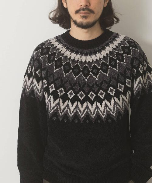 ITEMS URBANRESEARCH（アイテムズ アーバンリサーチ）の「真冬の正解 求心柄 モール ニット（ニット/セーター・メンズ・ホワイト/ネイビー/ブラック/グレー・LARGE/MEDIUM）」の15枚目の写真