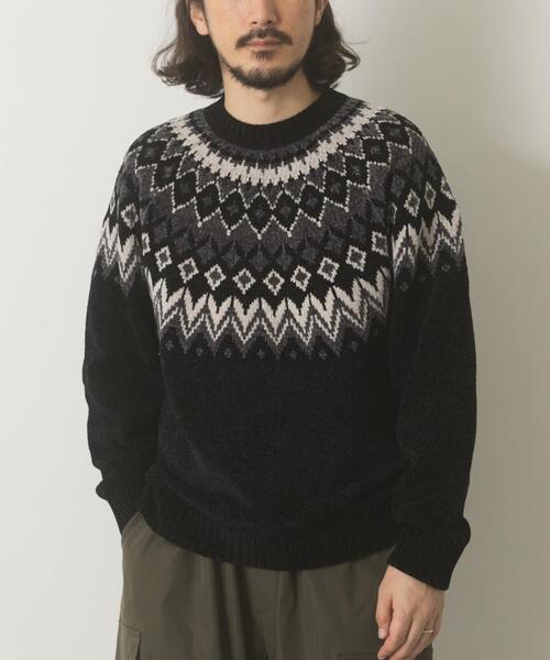 ITEMS URBANRESEARCH（アイテムズ アーバンリサーチ）の「真冬の正解 求心柄 モール ニット（ニット/セーター・メンズ・ホワイト/ネイビー/ブラック/グレー・LARGE/MEDIUM）」の16枚目の写真