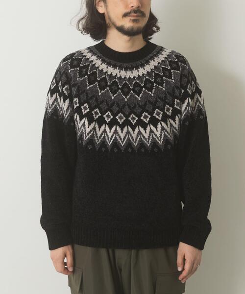 ITEMS URBANRESEARCH（アイテムズ アーバンリサーチ）の「真冬の正解 求心柄 モール ニット（ニット/セーター・メンズ・ホワイト/ネイビー/ブラック/グレー・LARGE/MEDIUM）」の19枚目の写真