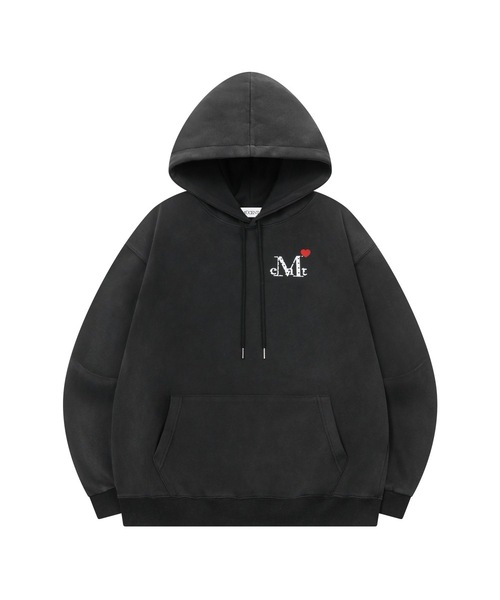 BMᏚGロゴ入り黒フードパーカー フードロゴ 袖ロゴ オールドイングリッシュ Frontポケット BIGパーカー