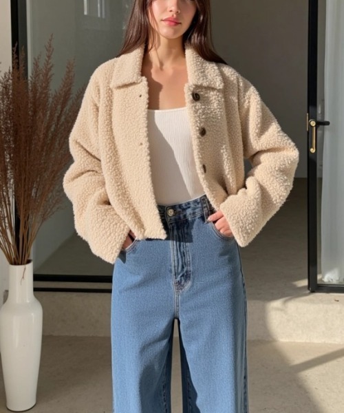 cammie（キャミー）の「ボアジャケット（その他アウター・レディース・ベージュ・M/L）」の2枚目の写真