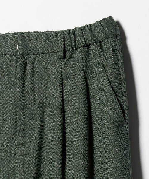 セール】【WEB限定】裏起毛ヘリンボーン タックワイドパンツ