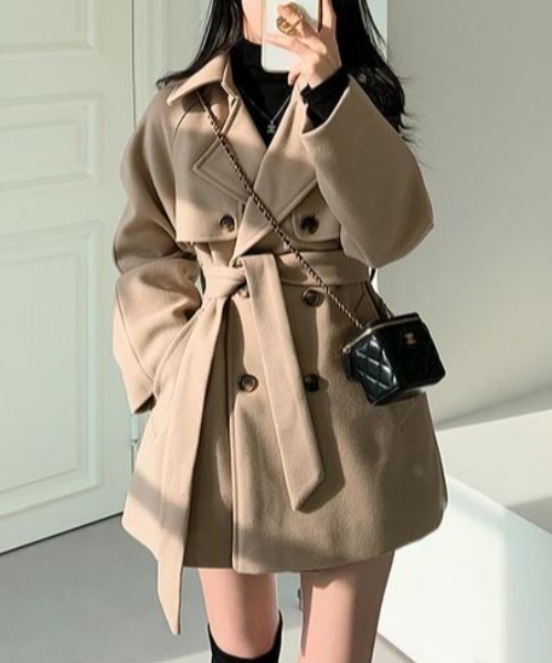 【美品】COACH ブラウン ダブルブレスト ピーコート beb82d7e7993d18ac3d34152cf5f61