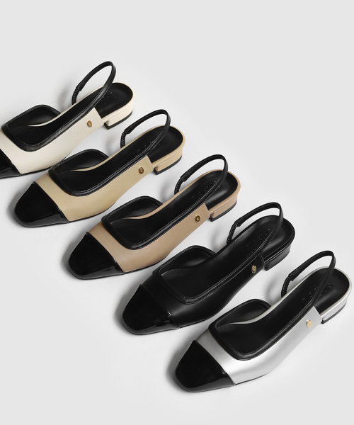 SAPPUN(サプン)の「Bailey ツートン スリングバック フラットシューズ (2cm)(バレエシューズ・レディース・アイボリー/シルバー/ベージュ/ブラック/ライトイエロー・22.5cm/23cm/23.5cm/24cm/24.5cm/25cm/25.5cm)」の6枚目の写真