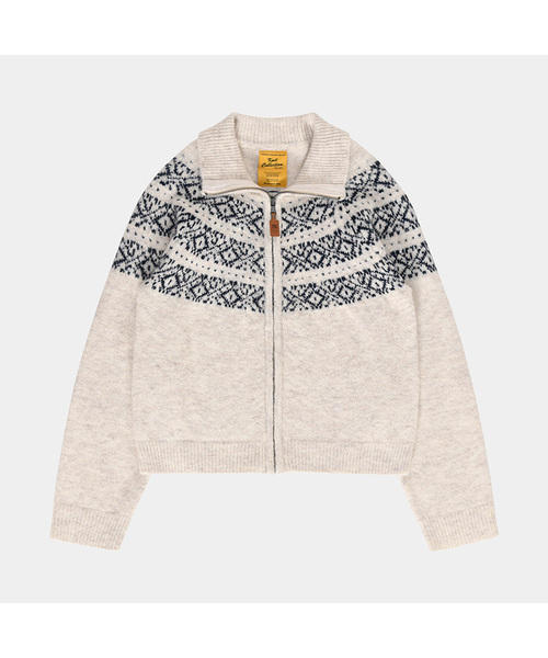 PIGMENT（ピグメント）の「ウールノンコッカラジップアップニット (HHCD250641)（ニット/セーター・レディース・ミックスグレー/オートミール・FREE）」の2枚目の写真