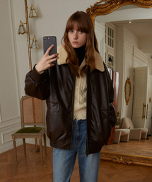 LADY VOLUME（レディーボリューム）の「SHEARING VINTAGE WASHED LEATHER PADDING JUMPER_BROWN（ダウンジャケット/コート）」