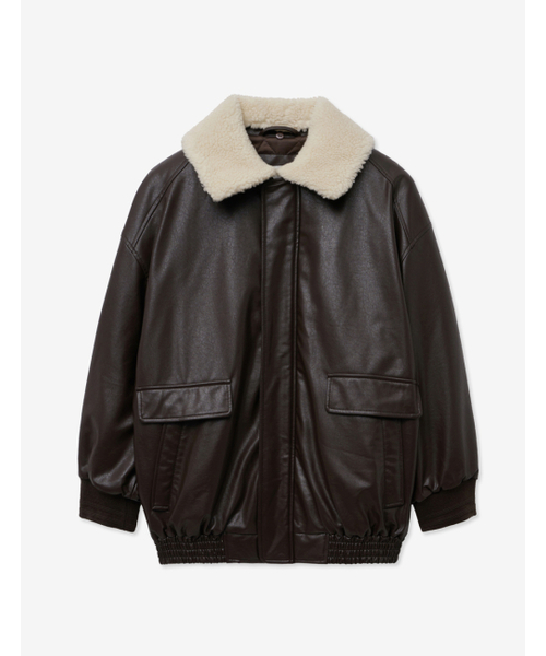 LADY VOLUME（レディーボリューム）の「SHEARING VINTAGE WASHED LEATHER PADDING JUMPER_BROWN（ダウンジャケット/コート・レディース・その他・FREE）」の2枚目の写真