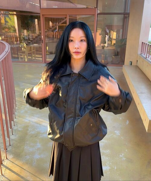 LADY VOLUME（レディーボリューム）の「SHEARING VINTAGE WASHED LEATHER PADDING JUMPER_BROWN（ダウンジャケット/コート・レディース・その他・FREE）」の5枚目の写真