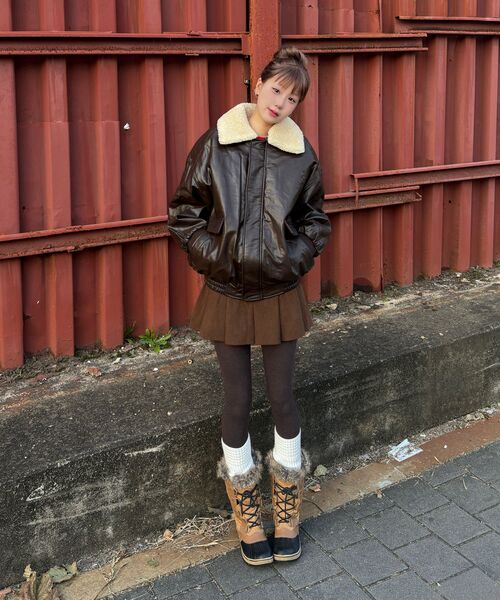 LADY VOLUME（レディーボリューム）の「SHEARING VINTAGE WASHED LEATHER PADDING JUMPER_BROWN（ダウンジャケット/コート・レディース・その他・FREE）」の7枚目の写真